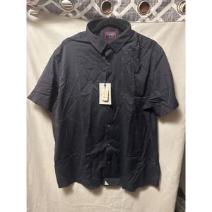 NWT Untuckit Gironde Short Sleeve Shirt Curved Hem Size XXL Black Regular
